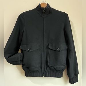 Theory Black Wool Zip Up Bomber Jacket size MEDIUM